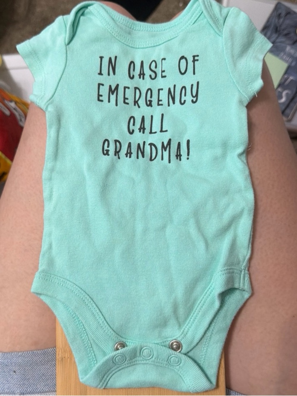 okie dokie Mint Green Infant Bodysuit with Printed Graphic